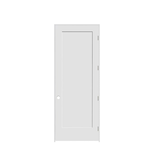 Trimlite 36" x 96" x 1-3/8" Primed 1-Panel Interior Shaker 7-1/4" LH Prehung Door with Satin Nickel Hinges 3080pri8401LH15714 - main